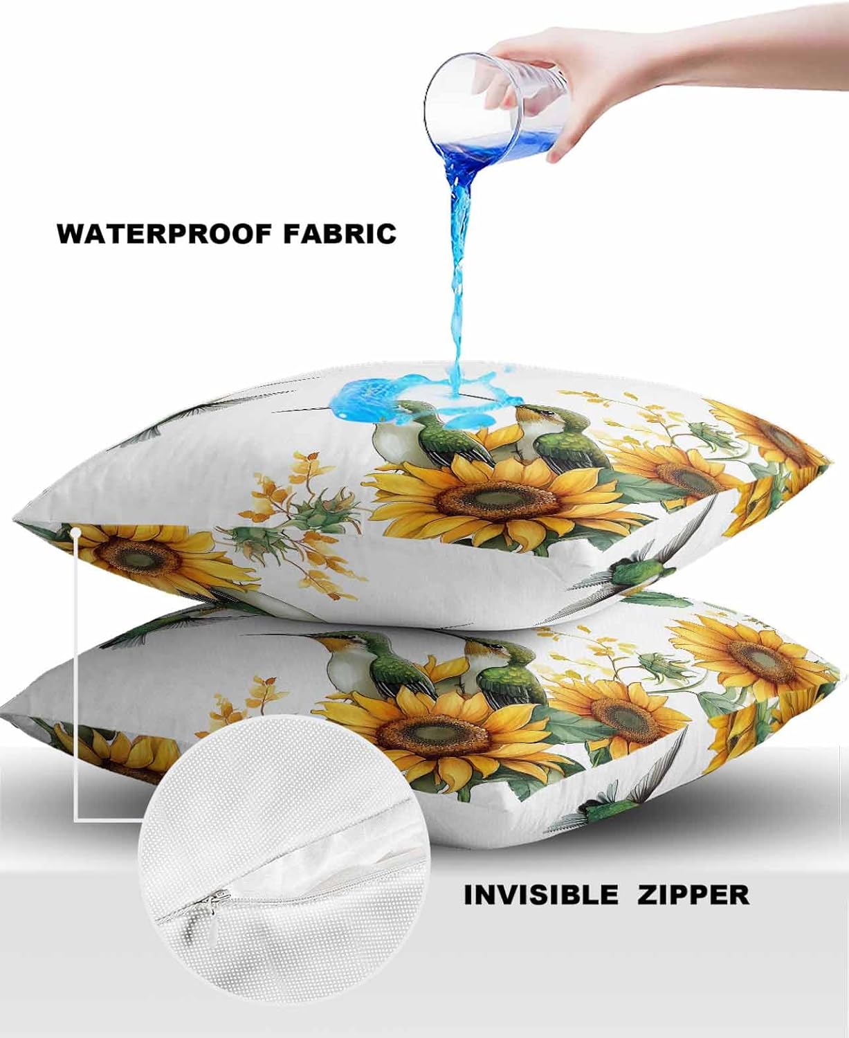 Yukro Waterproof Pillow Covers Pack of 2 18x18 Inch