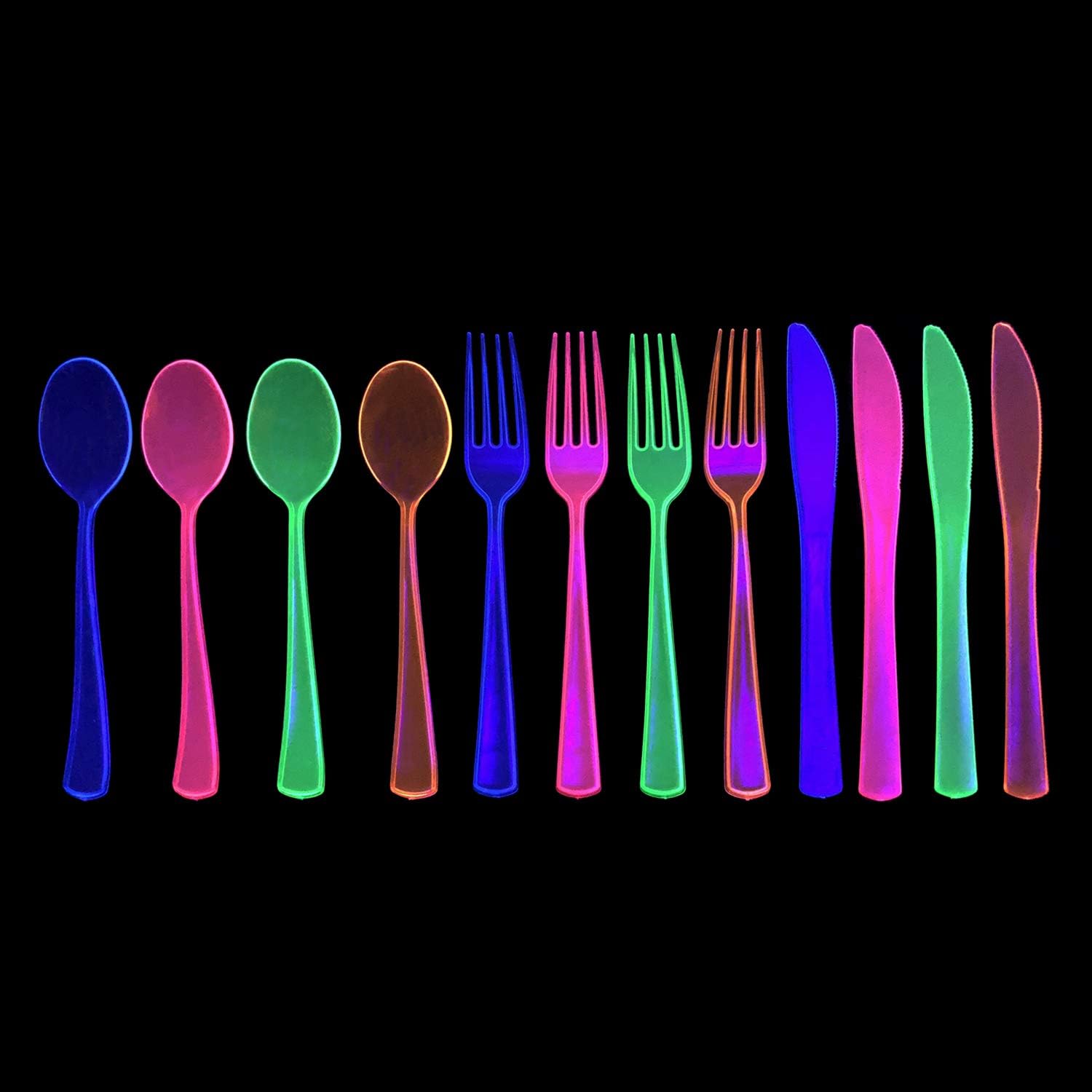 Party Essentials Heavy-Duty Neon Cutlery Combo Pack 288 Pieces