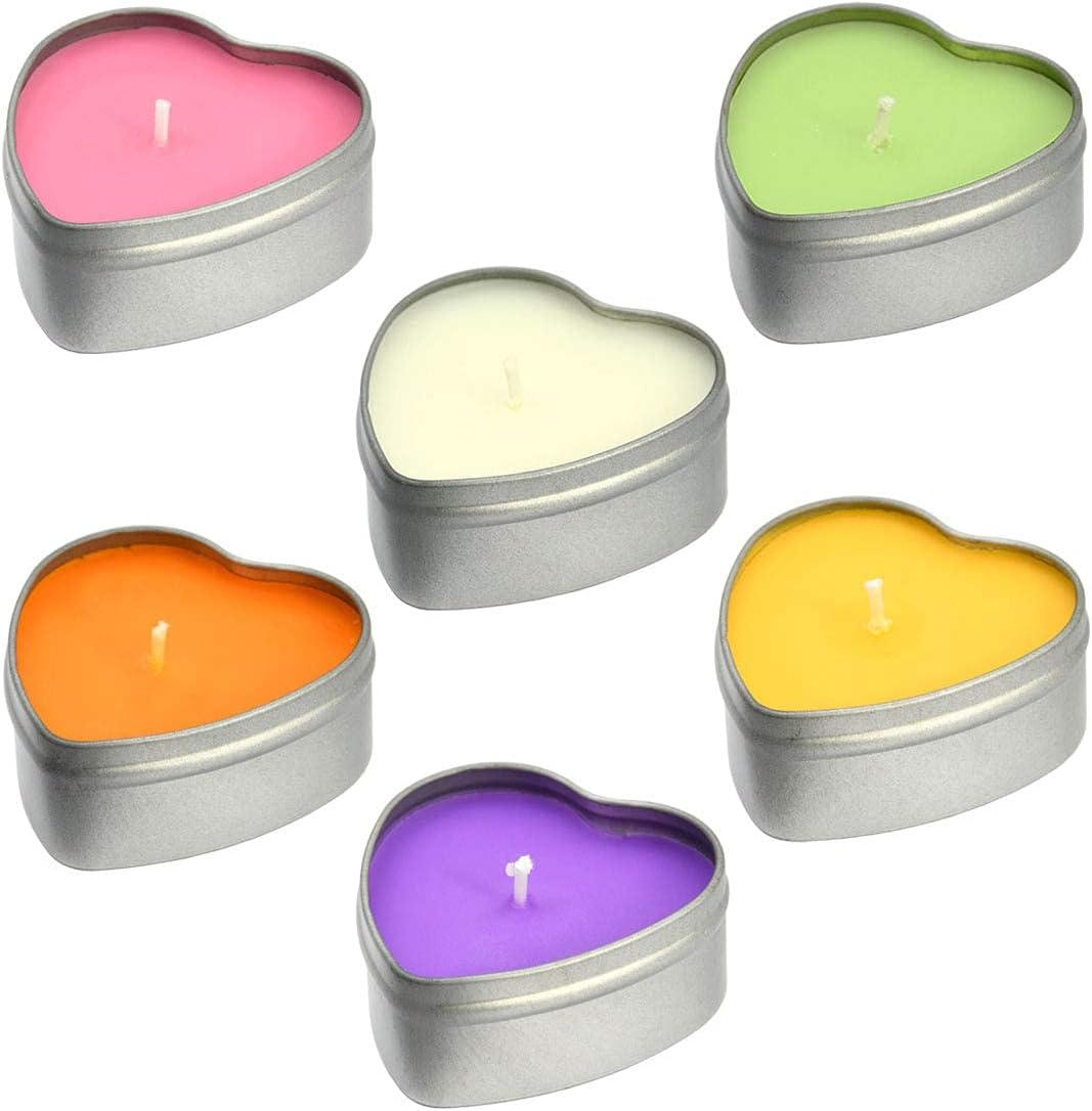 DEYBBY Scented Soywax Tea Light Candles Heart Shape 6 Hours Burn Time