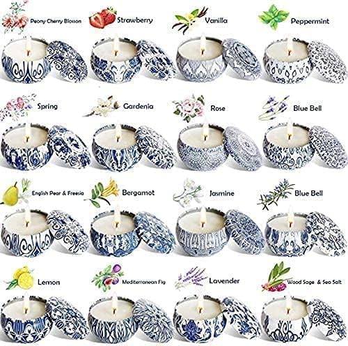 Set of 16 Travel Tin Jar Candles for Home