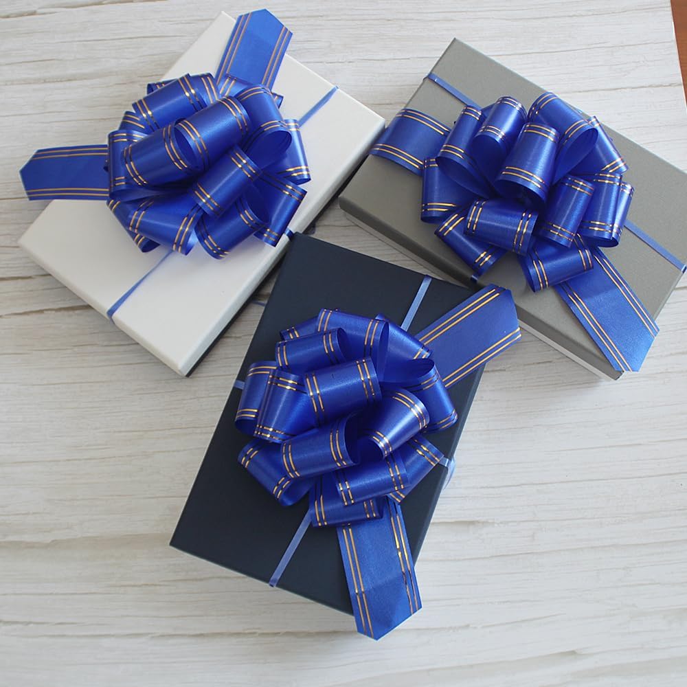 6 Inch Pull Bows for Gift Wrapping 6pcs Dark Blue