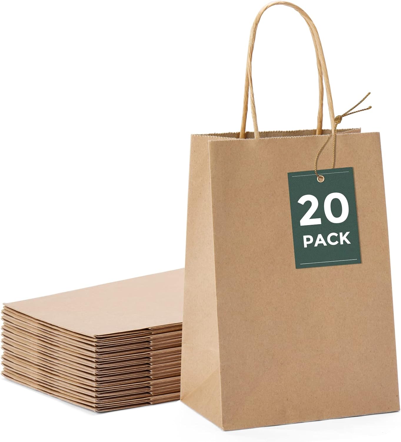 GSSUSA Brown Gift Bags 525x375x8 20Pcs With Handles