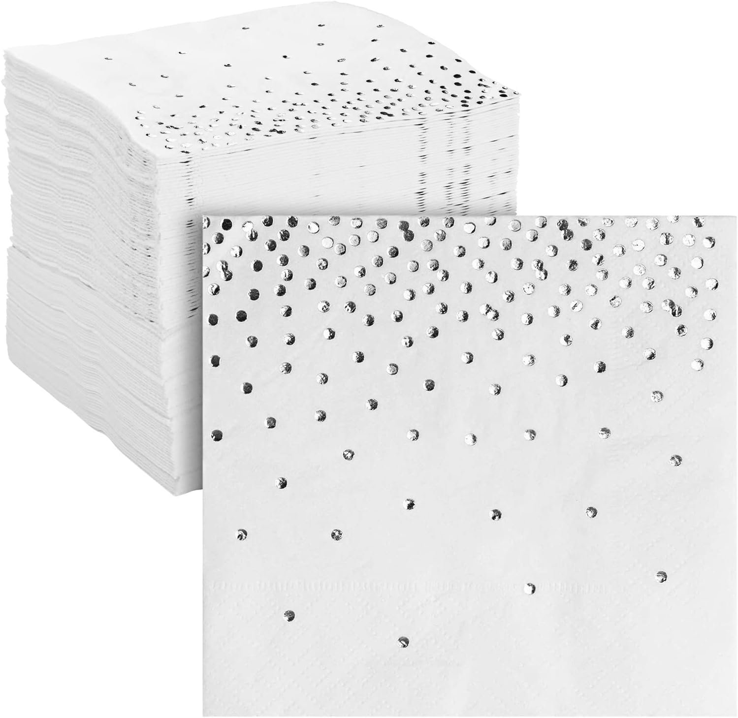 Juvale 100 Pack Silver Confetti Napkins 3-Ply