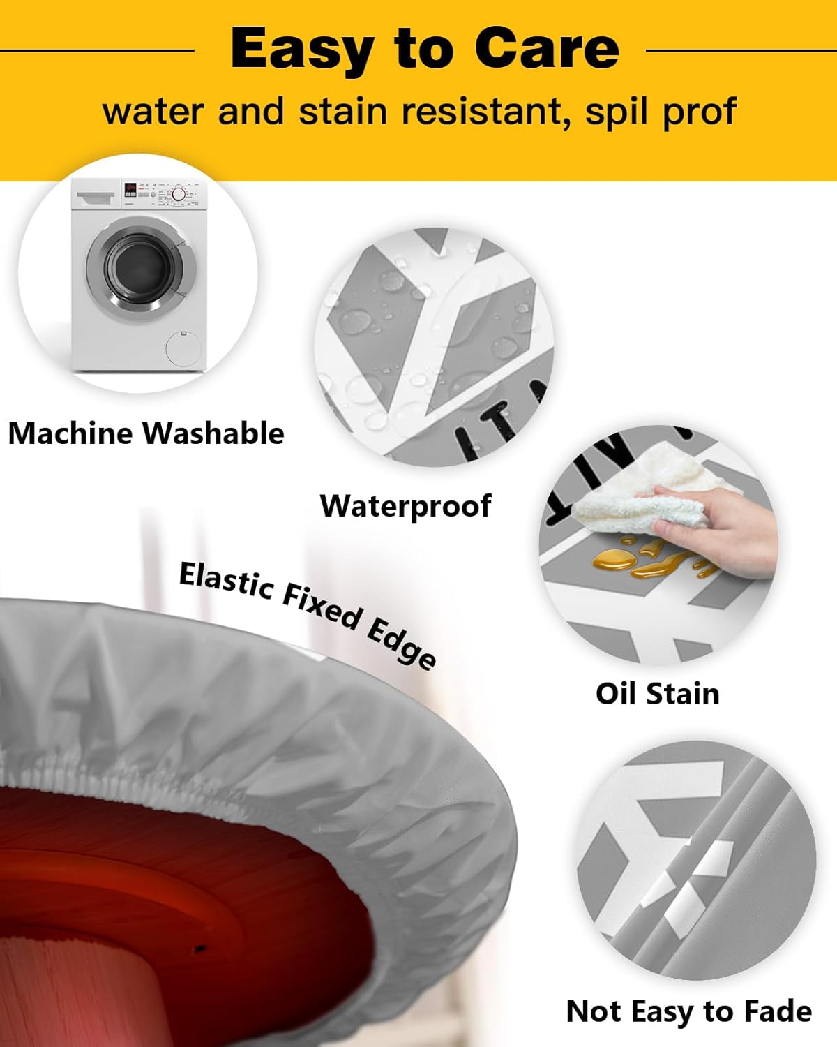 ZOE GARDEN Xmas Snowflake Round Waterproof Table Cover