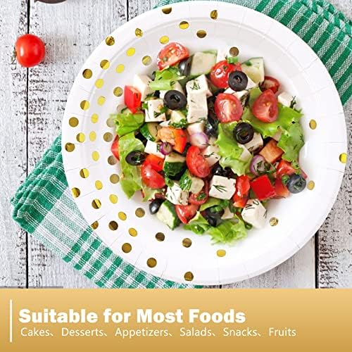 Gold Dot Paper Dessert Plates 50 Count Party Supplies