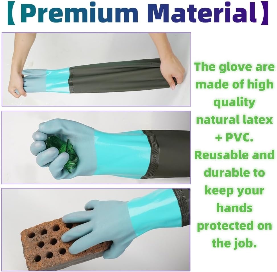Qilerongrong Extra-Long Waterproof Rubber Gloves