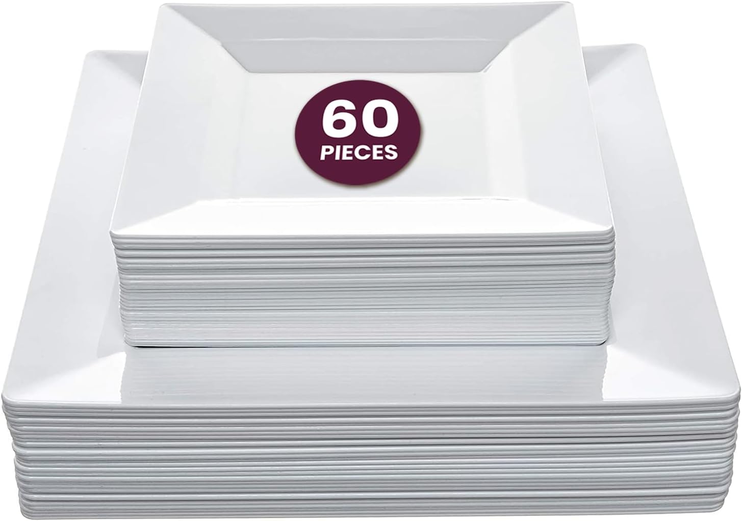 Ayas 60ct White Square Plastic Party Plates