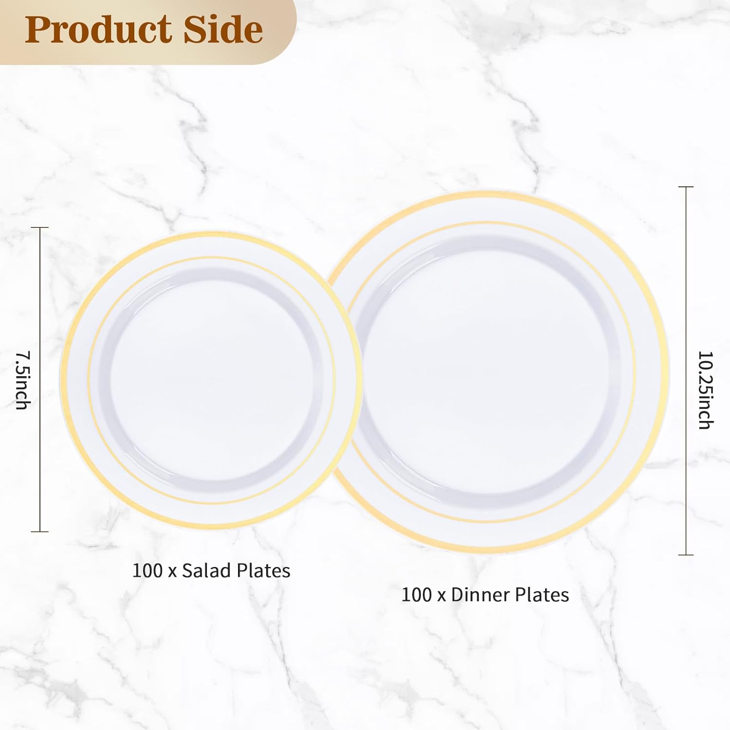 200PCS Gold Plastic Plates for Parties