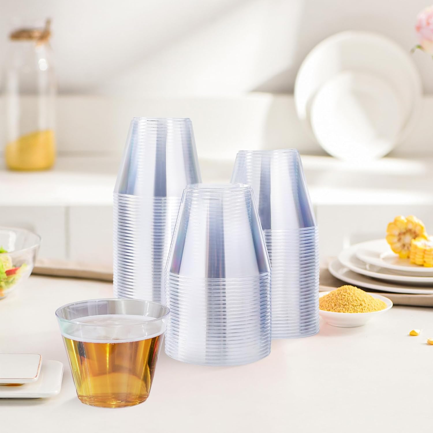 9 Oz Clear Plastic Cups 100 Pack for Events