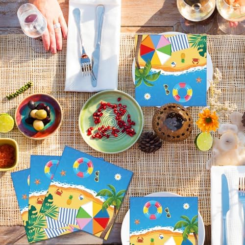 50 Count Summer Beach Paper Napkins with Tropical Design