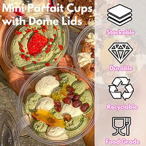 Clear Plastic Cups with Lids 6 oz - 50 Pack Party Dessert Cups