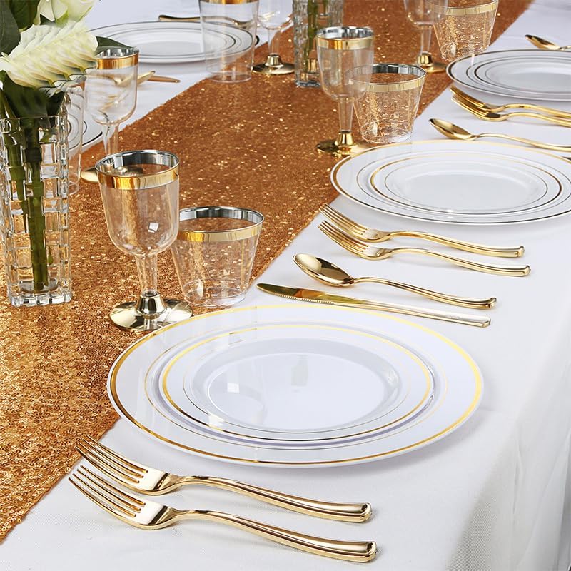 M MCIRCO 175 Piece Gold Dinnerware Set