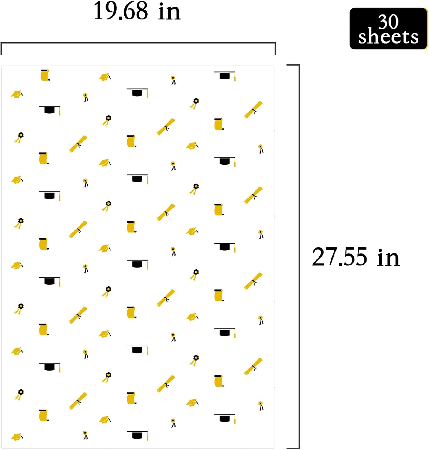 MR FIVE 30 Sheet Gold Cap Diploma Tissue Paper for Graduation