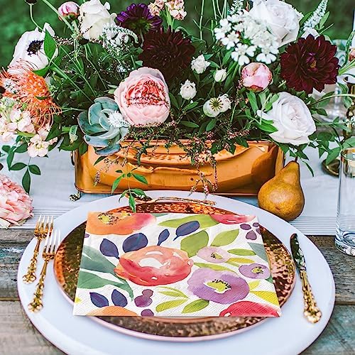 80Pcs Floral Watercolor Dinner Napkins