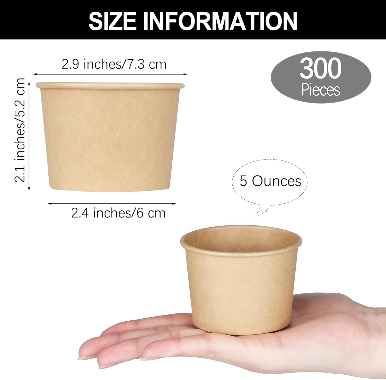 Ruisita 300 Pack 5 Ounce Paper Ice Cream Cups