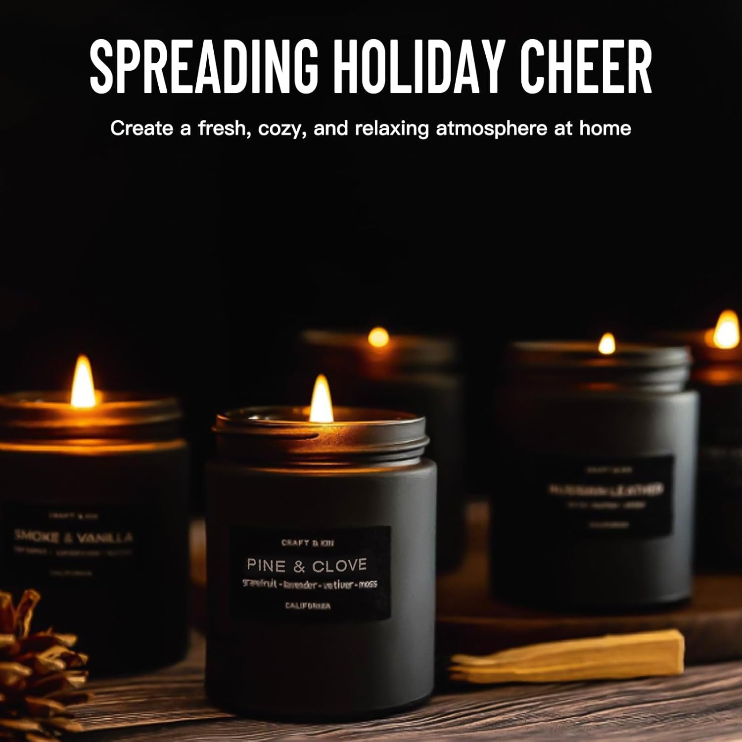 Feibao Men Scented Candle Set - 4 Pack Black Jar Candles