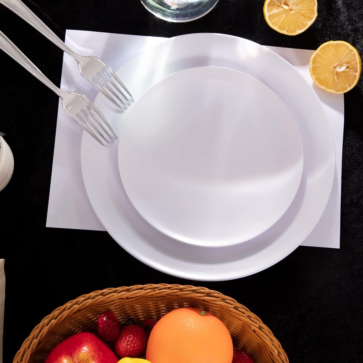 PULOTE 100PCS White Plastic Plates for Party and Wedding