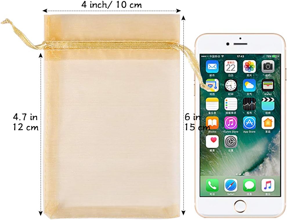 HRX Package 100pcs Gold Organza Gift Bags
