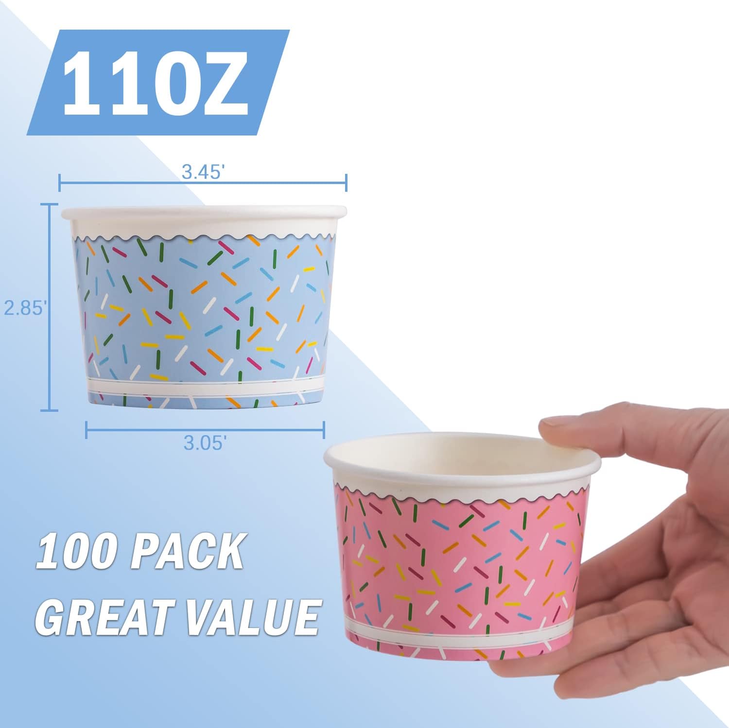 Lamosi Ice Cream Bowls - 100 Count 11 Oz Disposable
