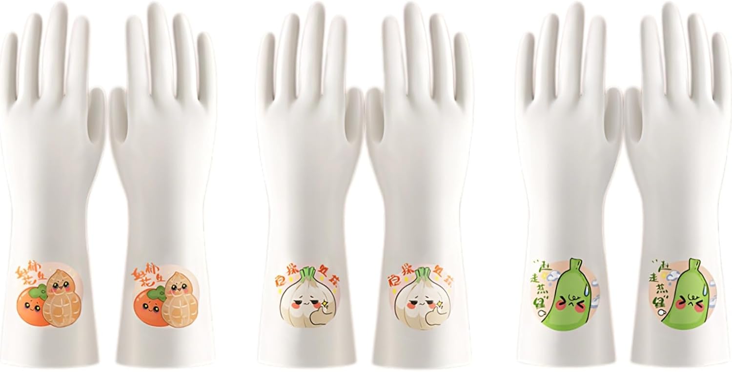 Cute Cleaning Gloves with Long Cuff 3 Pair Set