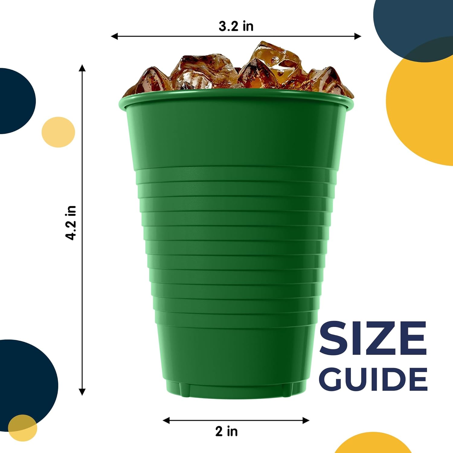 Exquisite 12 Oz Green Plastic Cups 50 Pack