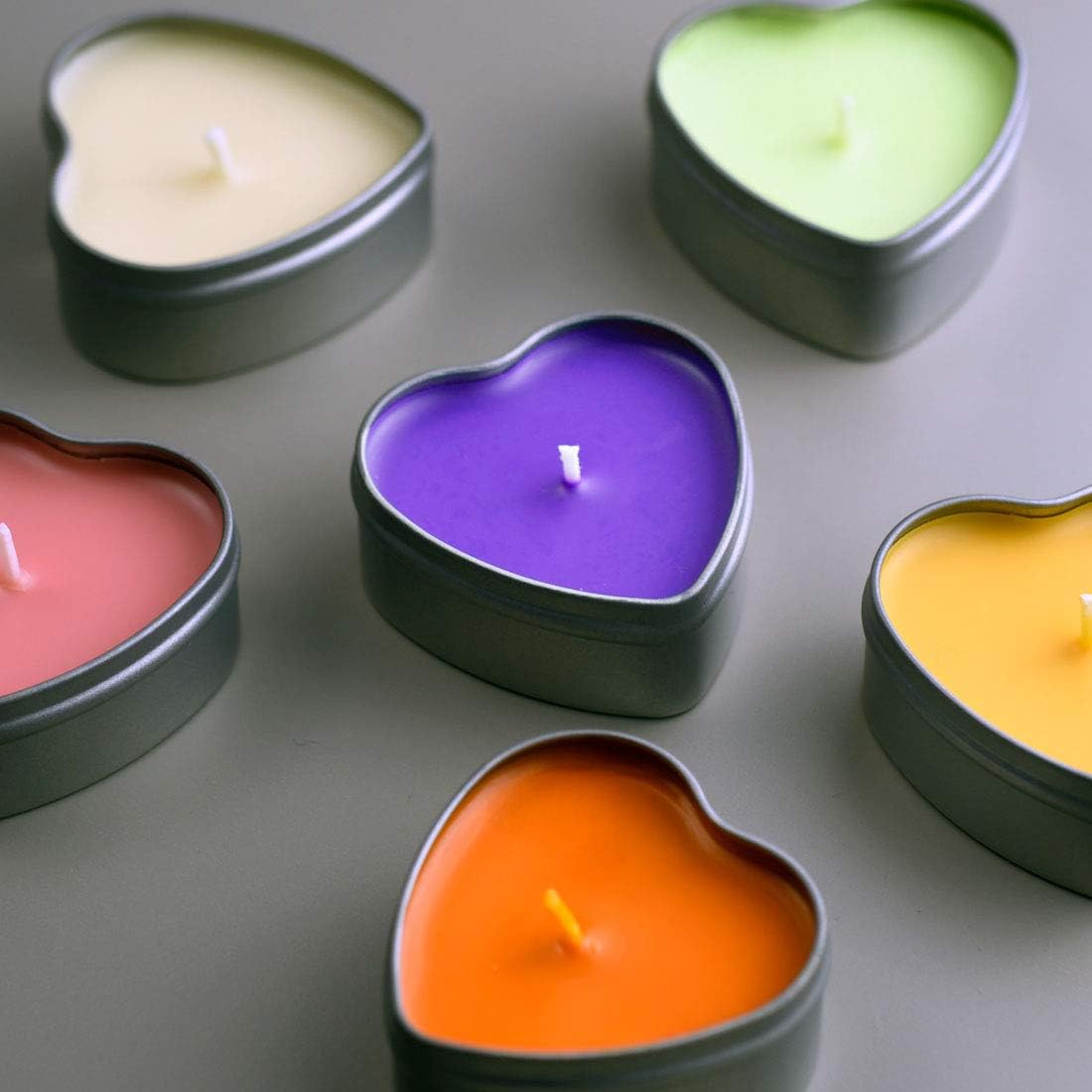 DEYBBY Scented Soywax Tea Light Candles Heart Shape 6 Hours Burn Time