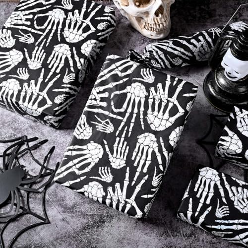 100 Sheets Halloween Tissue Paper 20x14 Inches Skeleton Design