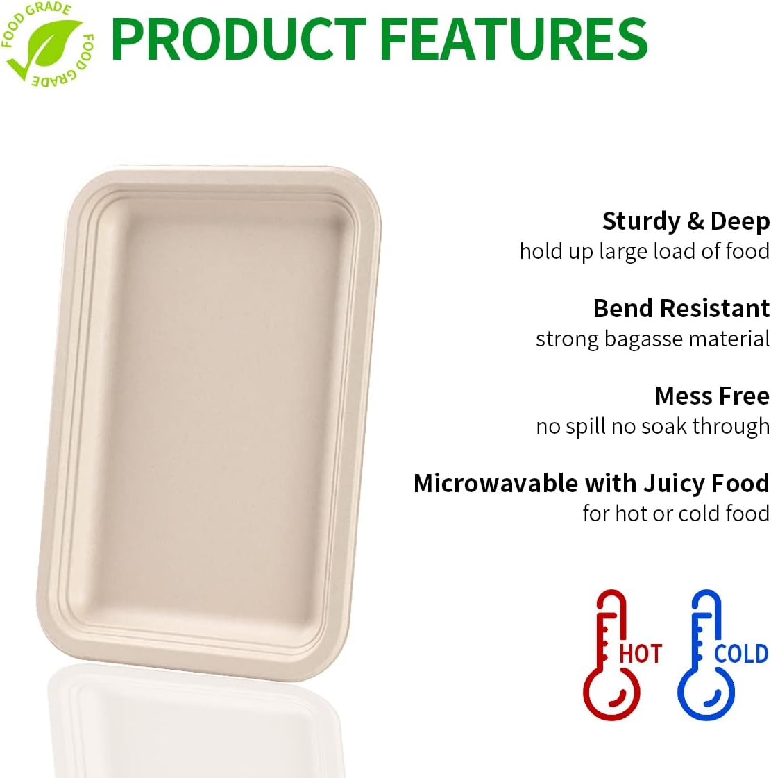 Bloomoon 50 Pack 14 Inch Food Trays Heavy Duty Disposable Plates