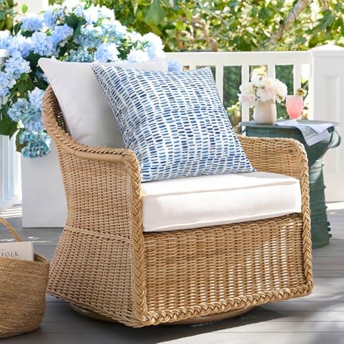Pack of 2 Waterproof Patio Pillows with Inserts Pebble Blue 18x18 In