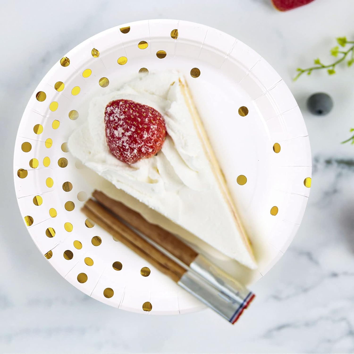 Gold Dot Paper Dessert Plates 50 Count Party Supplies