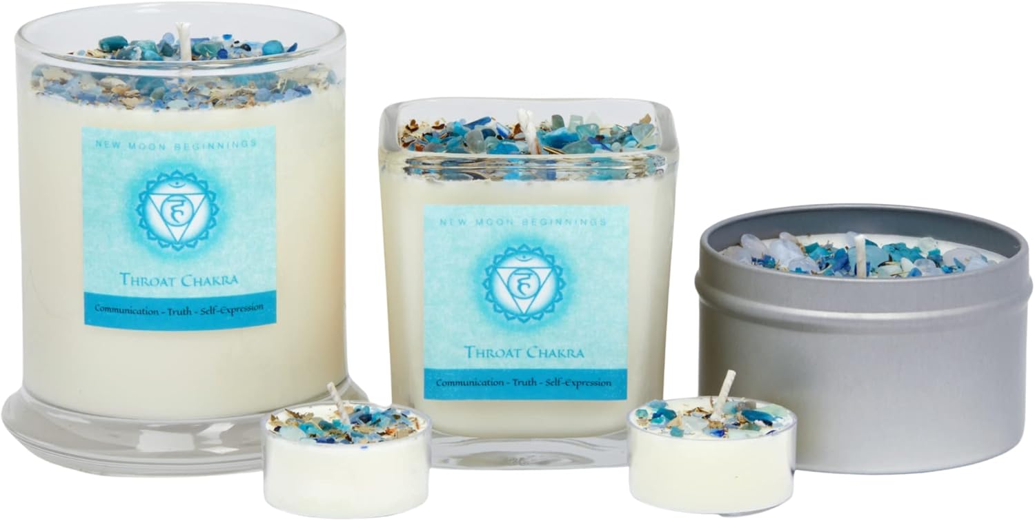 Throat Chakra Candle Set by New Moon Beginnings - 6 Tealights