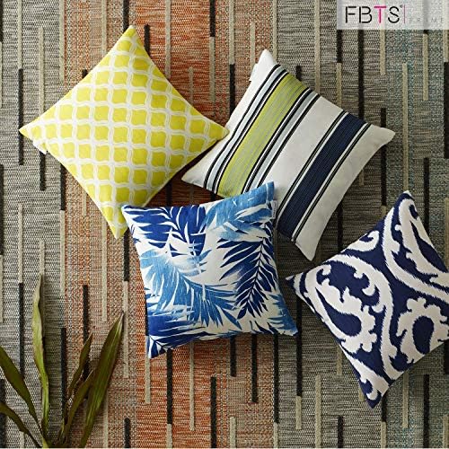 Fabritones 2 Pack Navy Paisley Outdoor Throw Pillows with Inserts 18x18 Inch