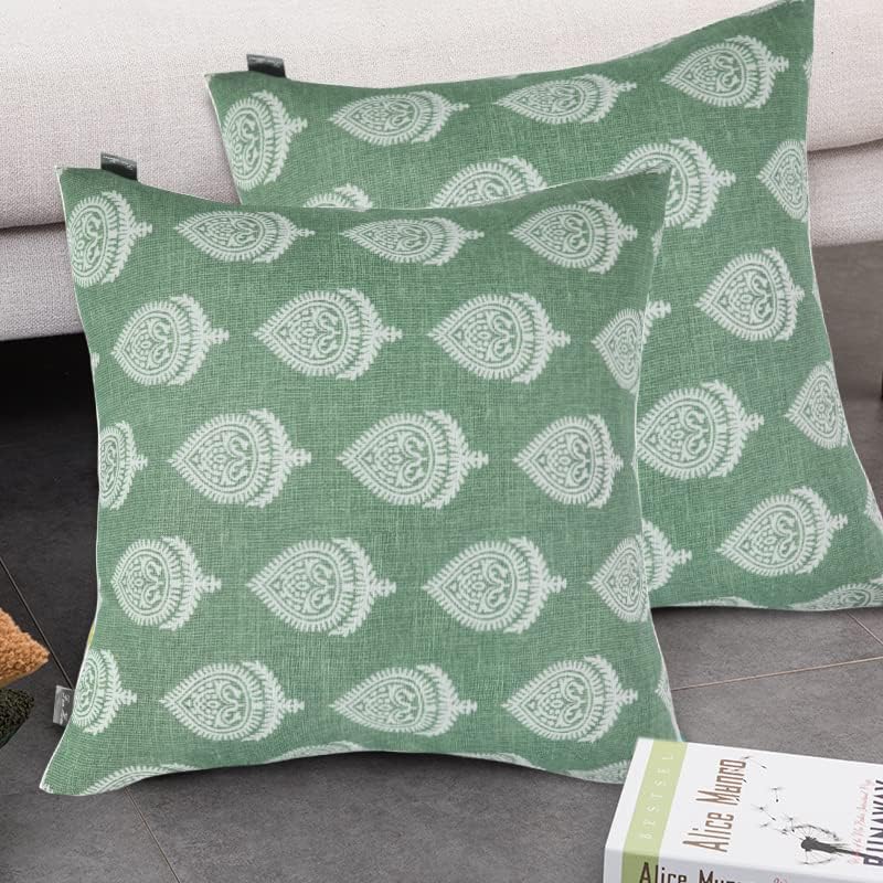 FUNHOME Outdoor Pillow Covers Pack of 2 18x18 Inch Fair Green