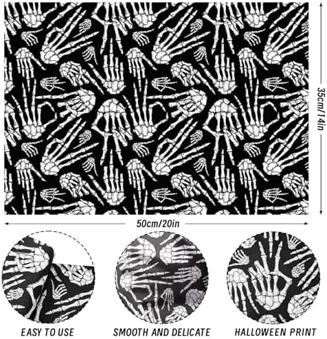 100 Sheets Halloween Tissue Paper 20x14 Inches Skeleton Design
