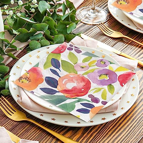 80Pcs Floral Watercolor Dinner Napkins