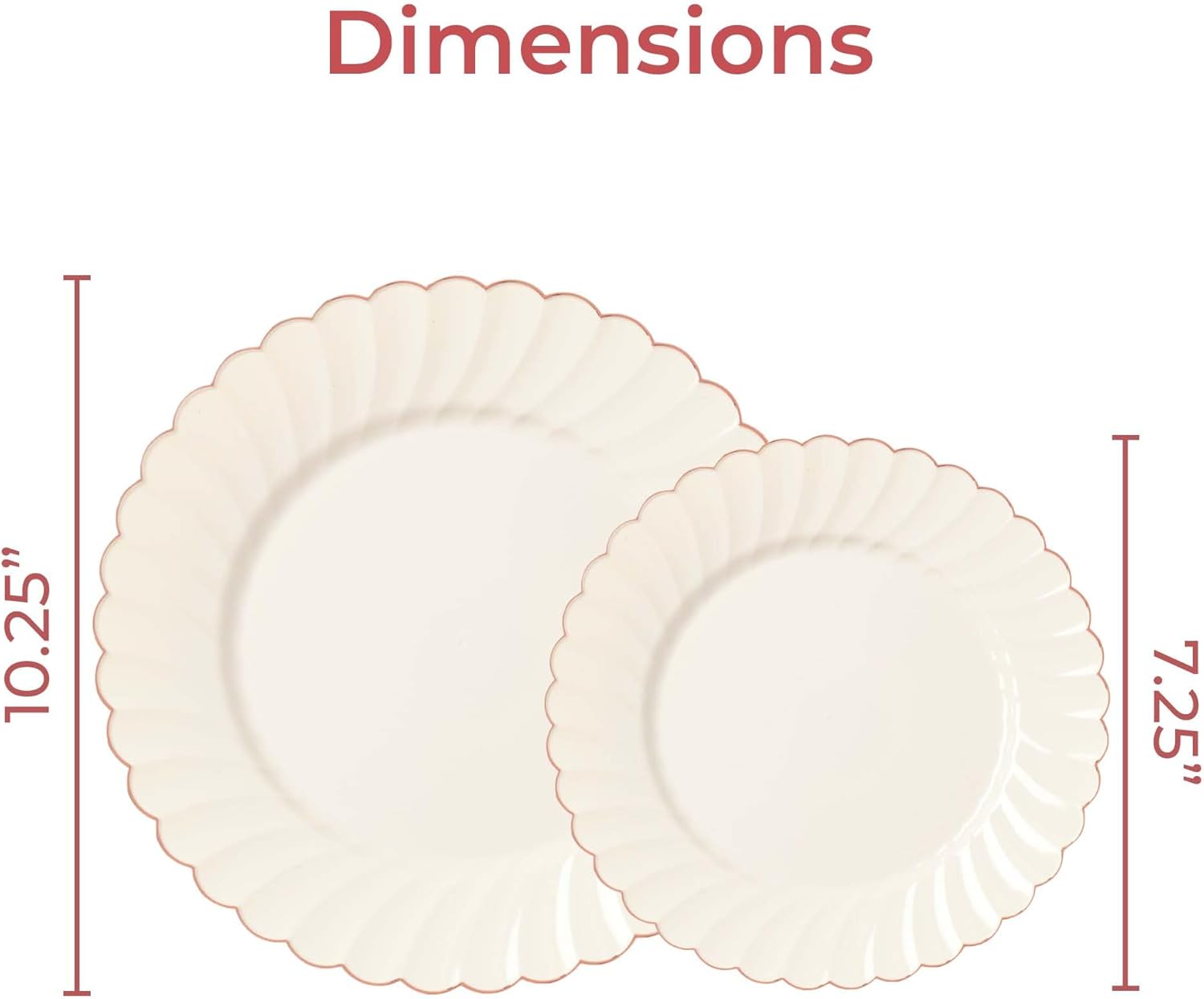 By Madee 60 Pc Ivory Scalloped Plates with Gold Trim