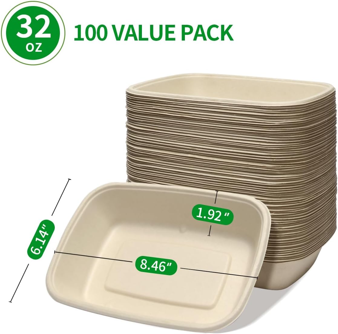 Bloomoon 100 Pack 32 oz Large Paper Bowls