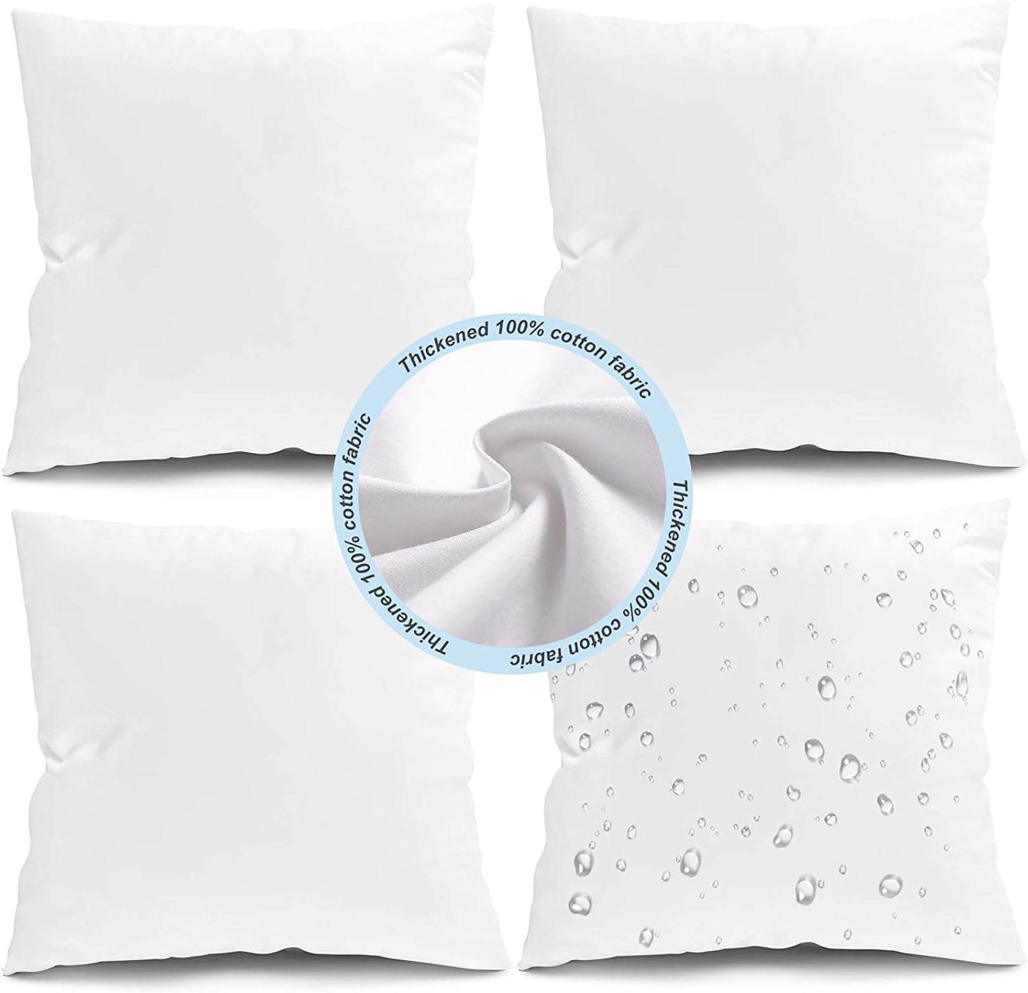 Fixwal 4 Pack 18x18 Outdoor Waterproof Pillow Inserts