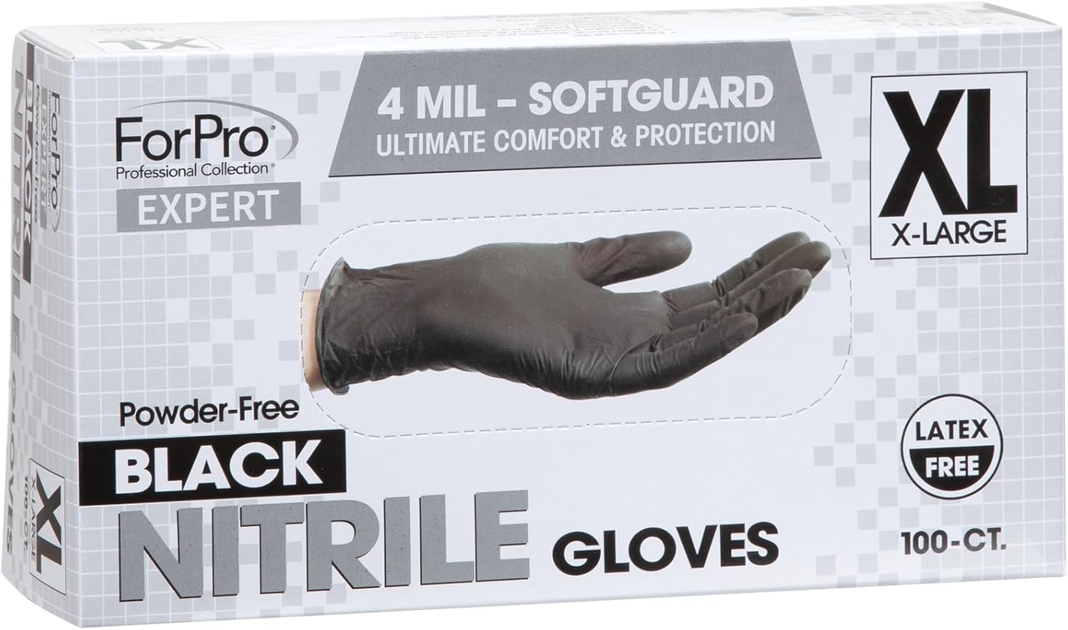 ForPro Expert SoftGuard Nitrile Gloves 4 Mil Black X-Large 100-Count