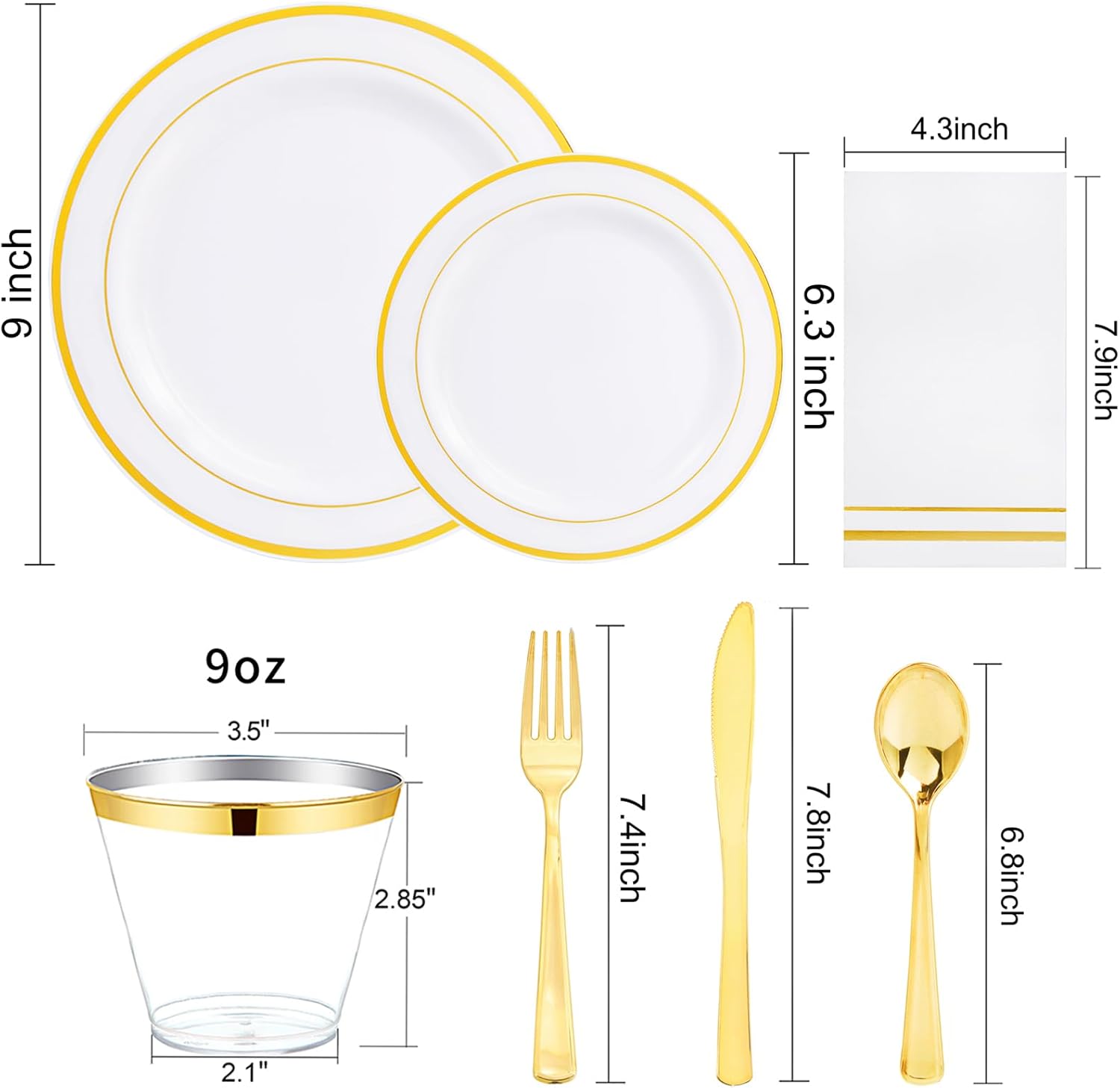 GATHER 700PCS Gold Plastic Plates for 100 Guests