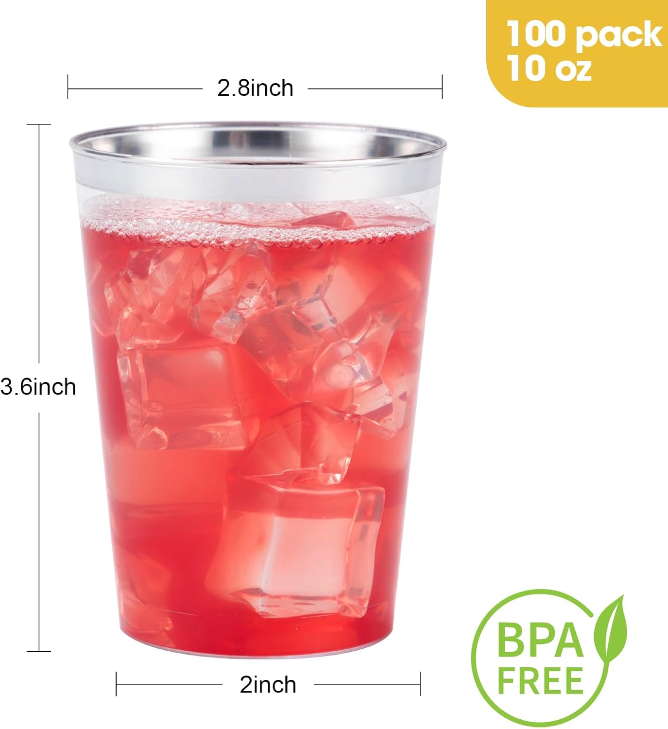 Goodluck 100PCS 10oz Silver Plastic Cups for Parties