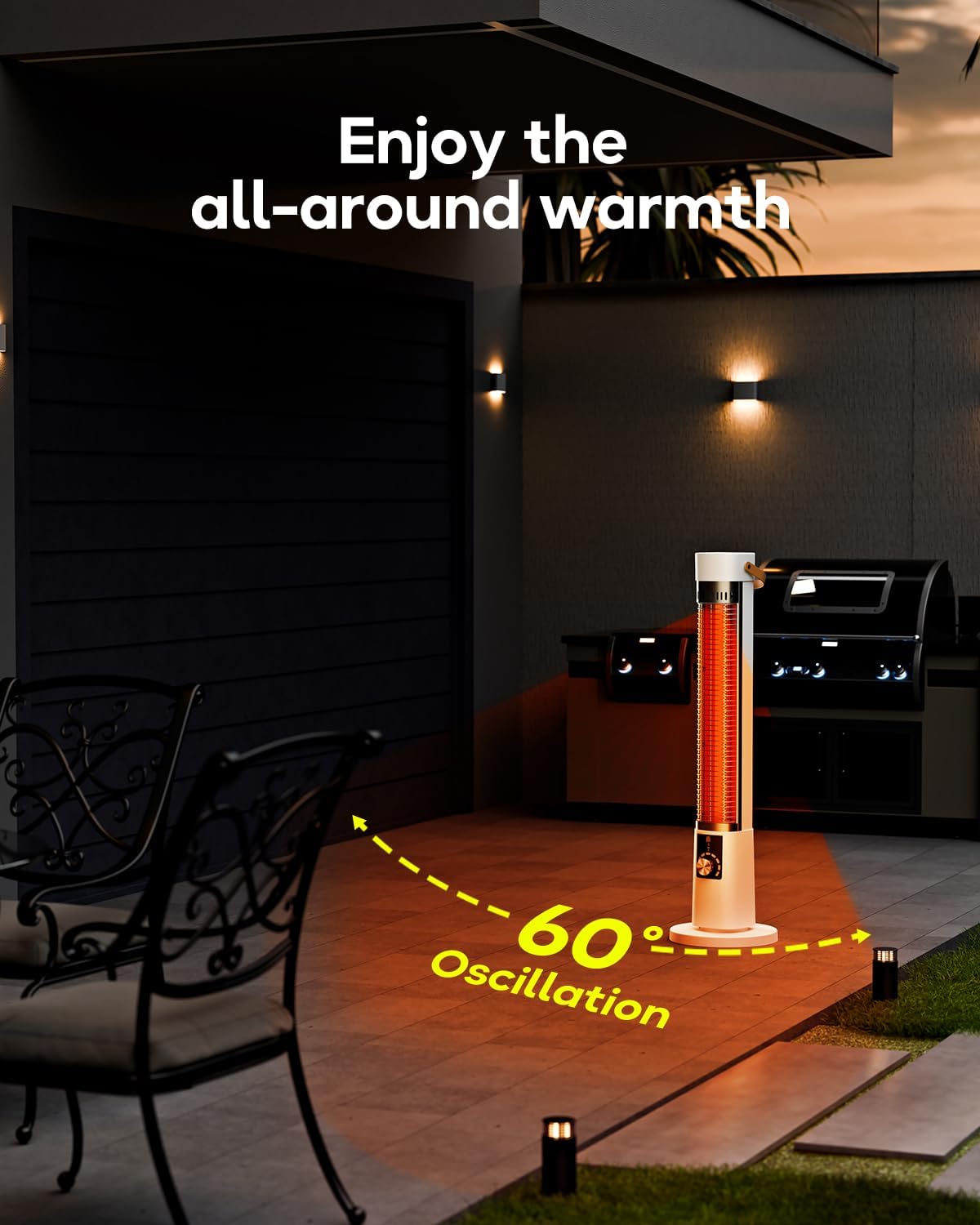 Aerozy Portable Infrared Heater with 60-Degree Oscillation and Remote Control