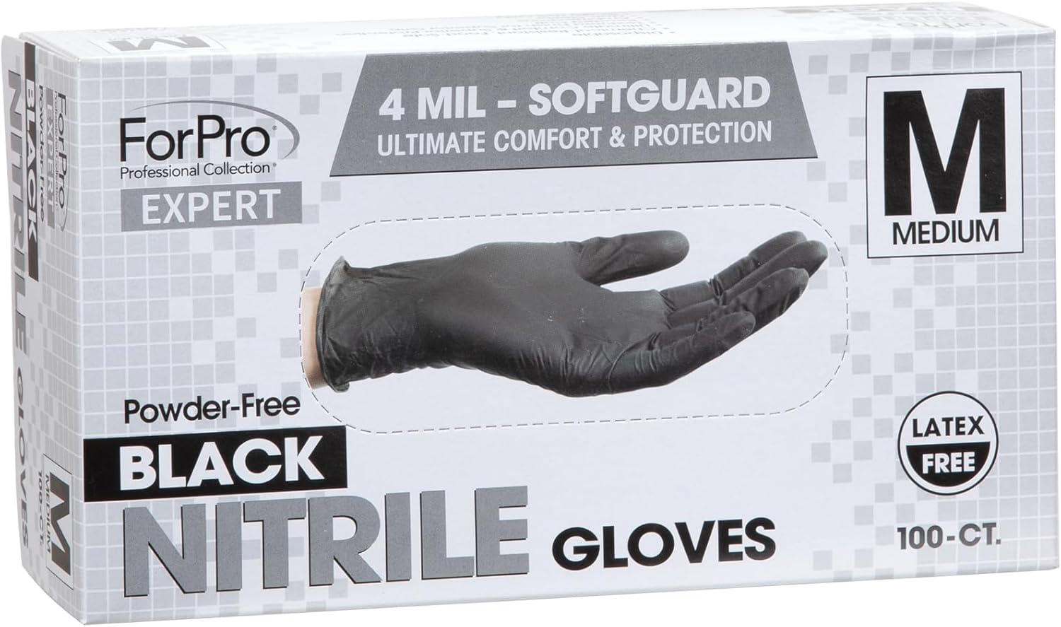 ForPro Expert SoftGuard Disposable Nitrile Gloves 4 Mil Medium 100 Count