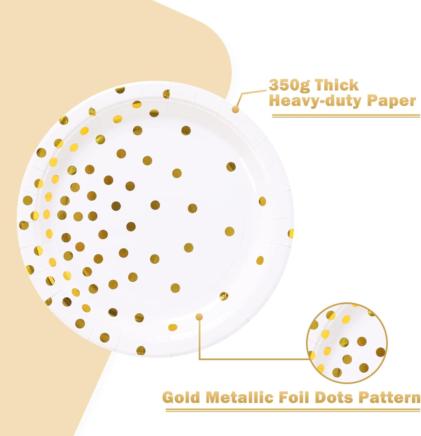 Gold Dot Paper Dessert Plates 50 Count Party Supplies