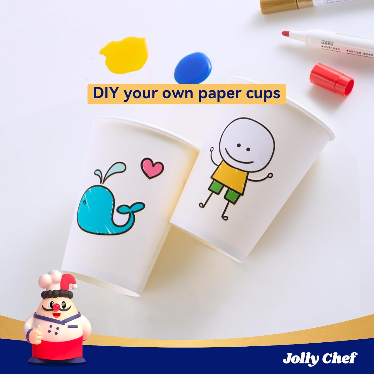 JOLLY CHEF 300 Pack 12 oz Disposable Paper Cups