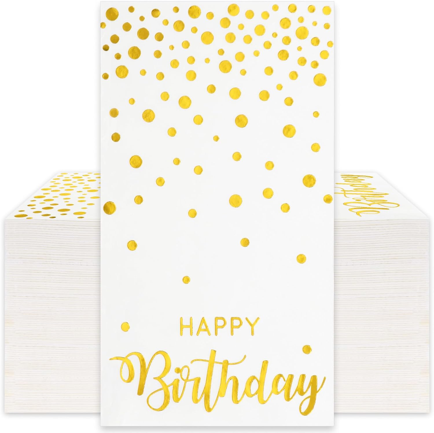 50Pcs Happy Birthday Gold Foil Dots Napkins