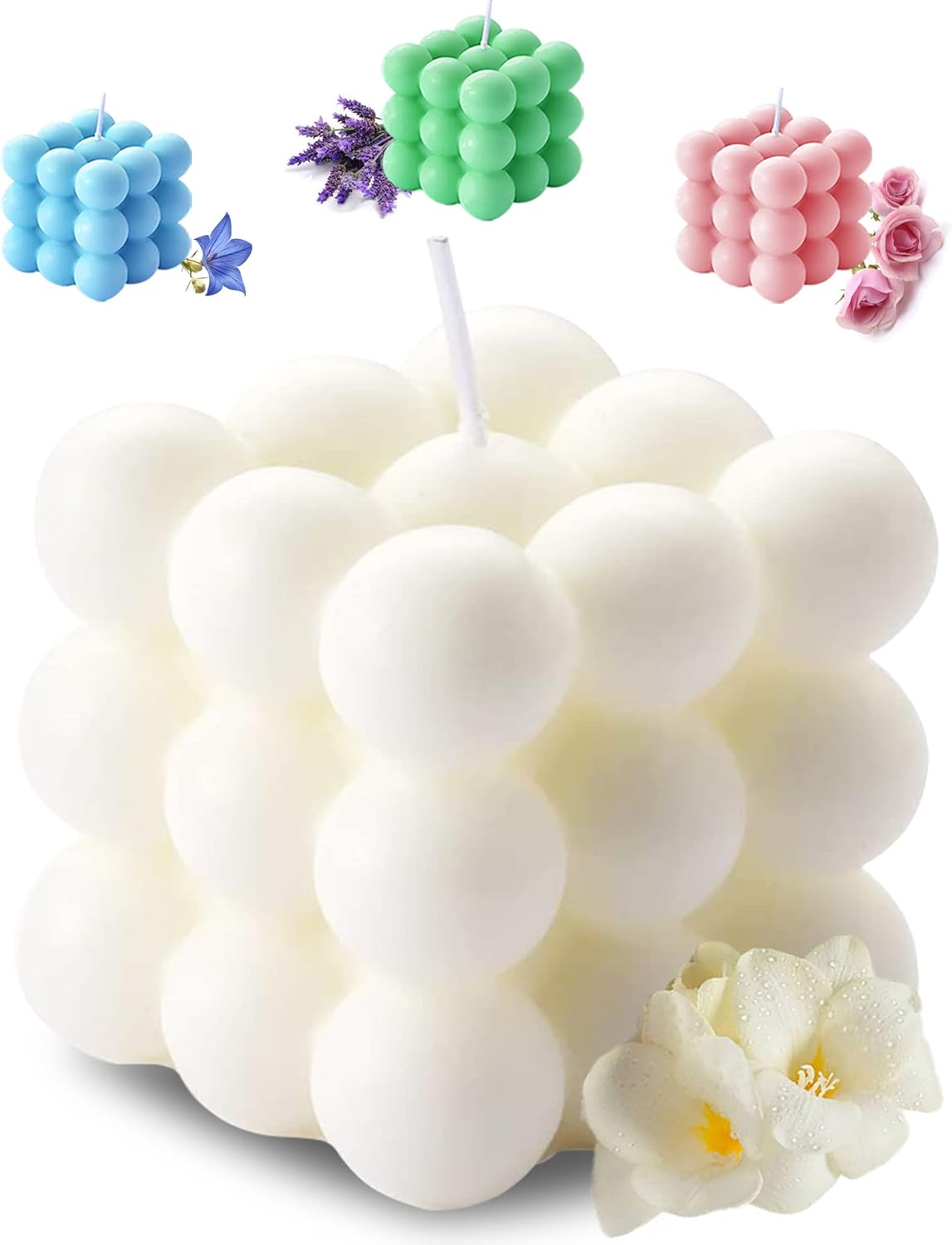 Scented Bubble Cube Candles with Freesia Scent