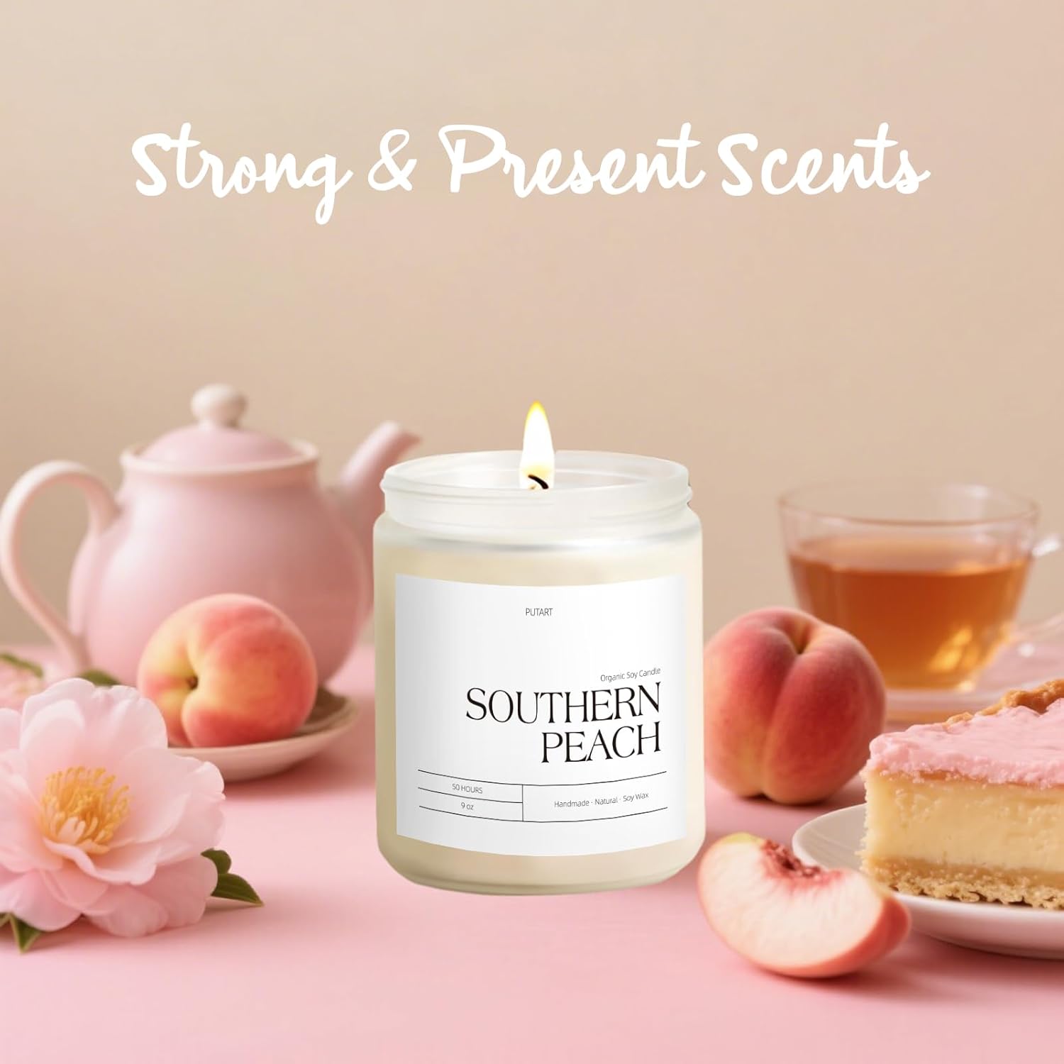 Peach Scented Soy Wax Candles for Home Stress Relief