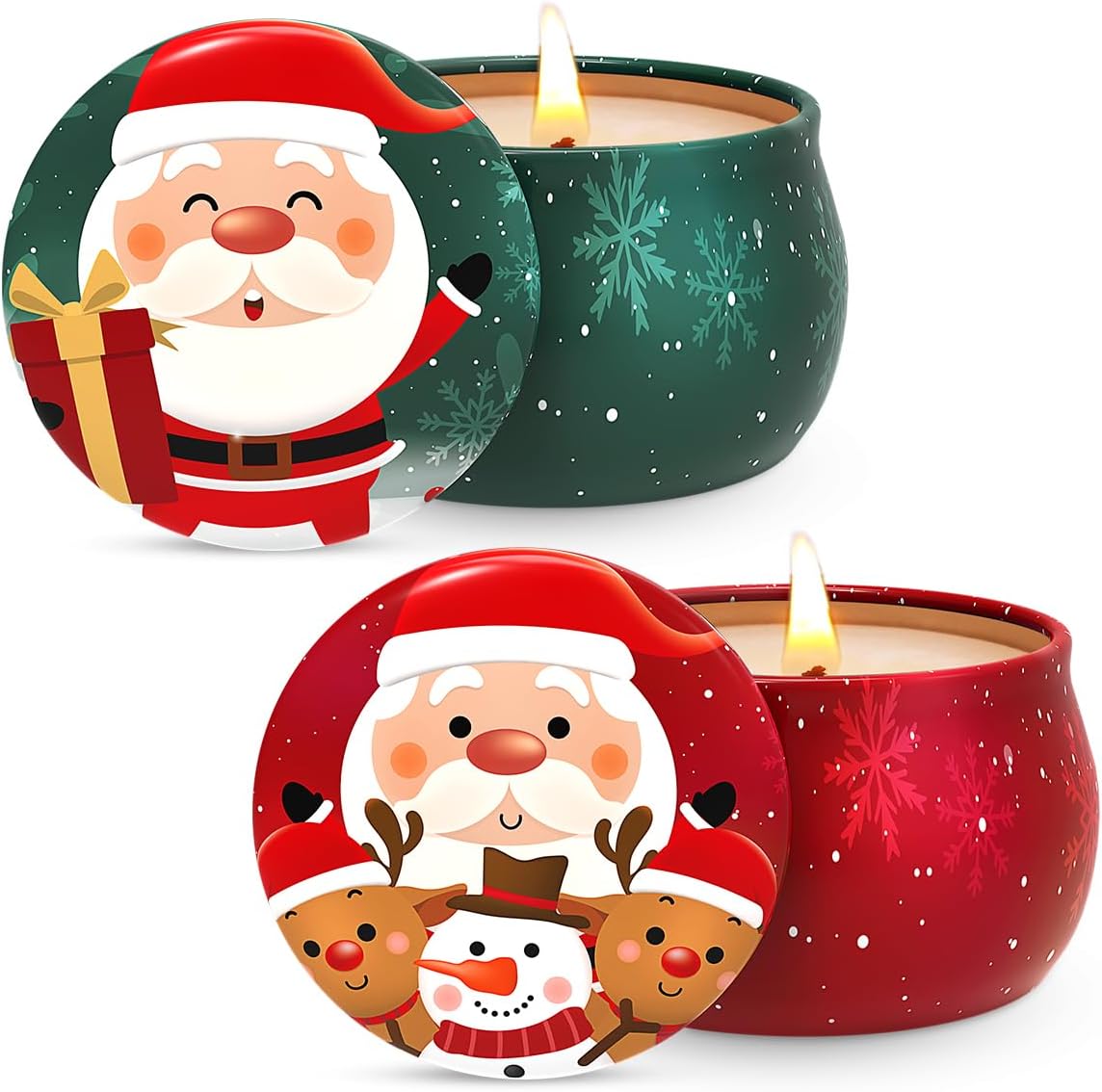 Set of 2 Soy Wax Aromatherapy Candles with Festive Design