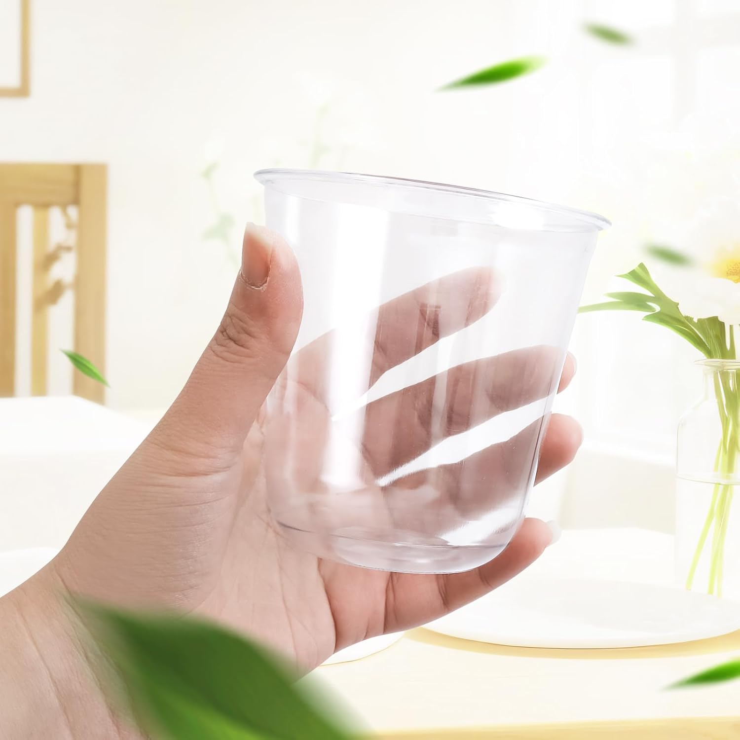 RMERVE 50 Pcs Clear 12oz Disposable Stemless Glasses